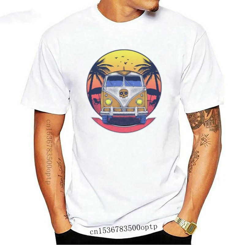 New Hawaii Beach Van Car Surfer Tee Shirts Oversized European Sweatshirt 100% Cotton Comfortable Mens T-Shirt Sunset Scenery |