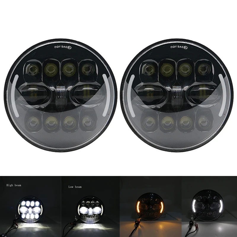 55W Headlight black 2xFor Лада Нива 7 дюймов светодиодный головной светильник Hi/Low луч светильник Halo угол глаза DRL налобный фонарь для Jeep Wrangler Off Road 4x4 suzuki samurai - Цвет: 55W Headlight black