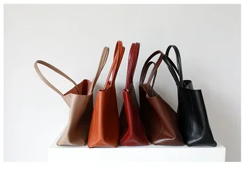 

Genuine Leather Casual Tote Bag In Shopping Bags Large Capacity Top-handle In Women's Shoulder Bag Computer Bags For Ladies Top