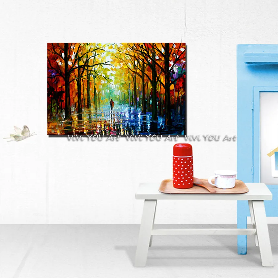 Colorful-Palette-Knife-Oil-Painting-Prints-on-Canvas-Raining-Street-Giclee-Print-Canvas-Painting-Wall-Art (3)