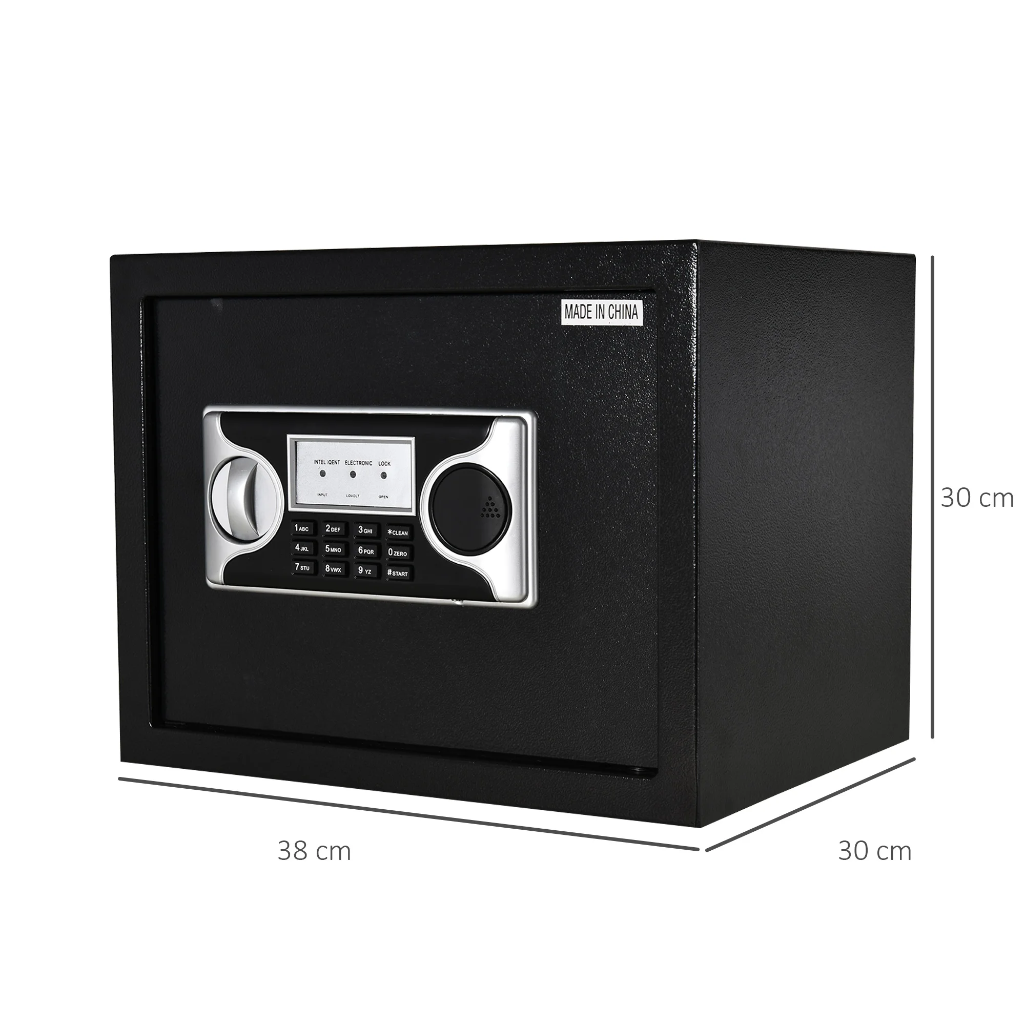 HOMCOM solid electronic safe safe with key 2 codes capacity 27 L Steel 38x30x30 cm black