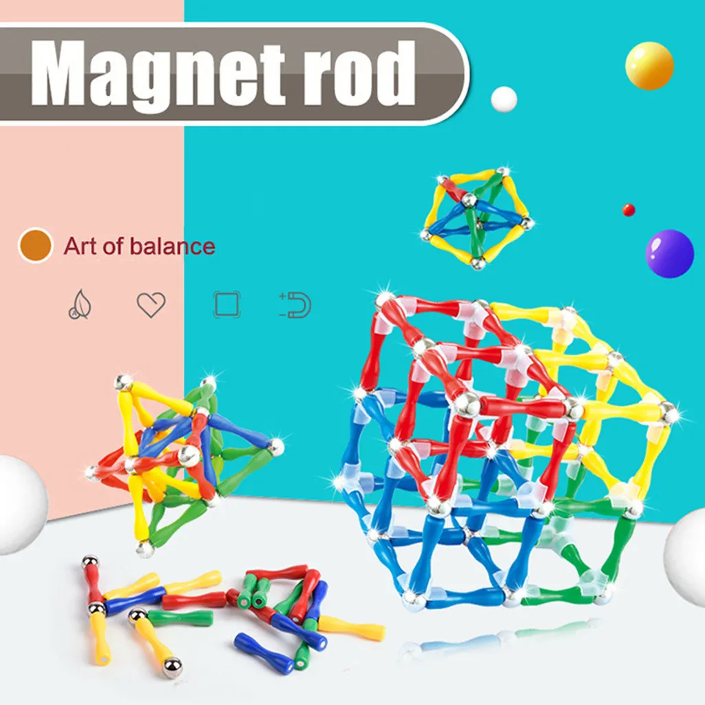 

124pcs/set Magnetic Construct Building Sticks Blocks Set Educational Toys Magnetic Blocks Sticks Stacking Toys For Children