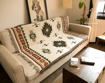 

BeddingOutlet Geometry Camping Blanket Aztec Baja Blanket Ethnic Sofa Cover Slipcover Travel Throw Bed Cobertor Hanging Tapestry