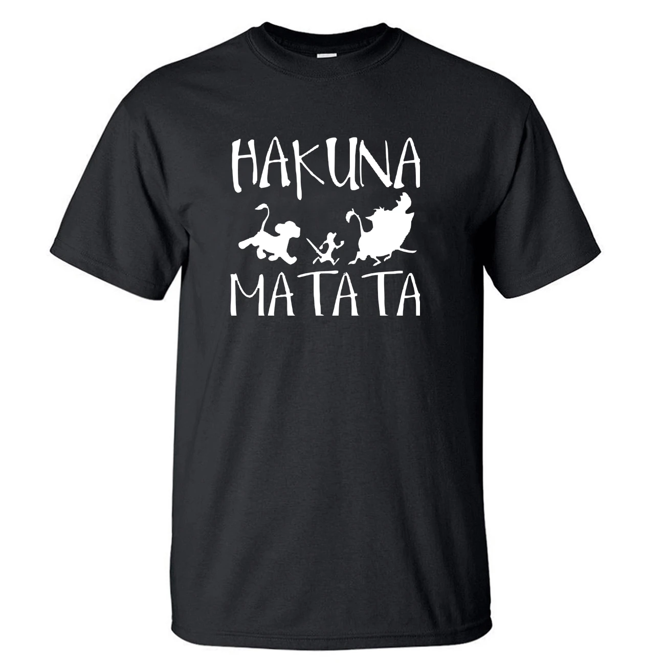 

Hakuna Matata The Lion King T Shirt Men Cartoon Movie Simba Pumbaa Timon Summer Tops TShirt Cool Funny Print Black T-Shirt Tees