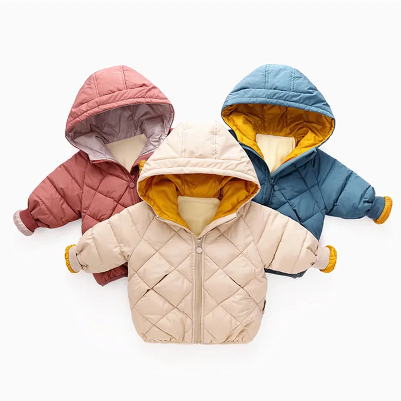 

Kids Winter Clothes Boys Cotton Padded Hooded jacket for baby Girls warm Outerwear Children Parkas enfant Jacket Coats toddlers
