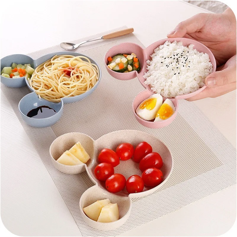 

Kitchen Tableware Plastic Mickey Mouse Plate Children Cutlery Cartoon Pattern Dispensing Plate Partition Design Plate Fruit Bowl