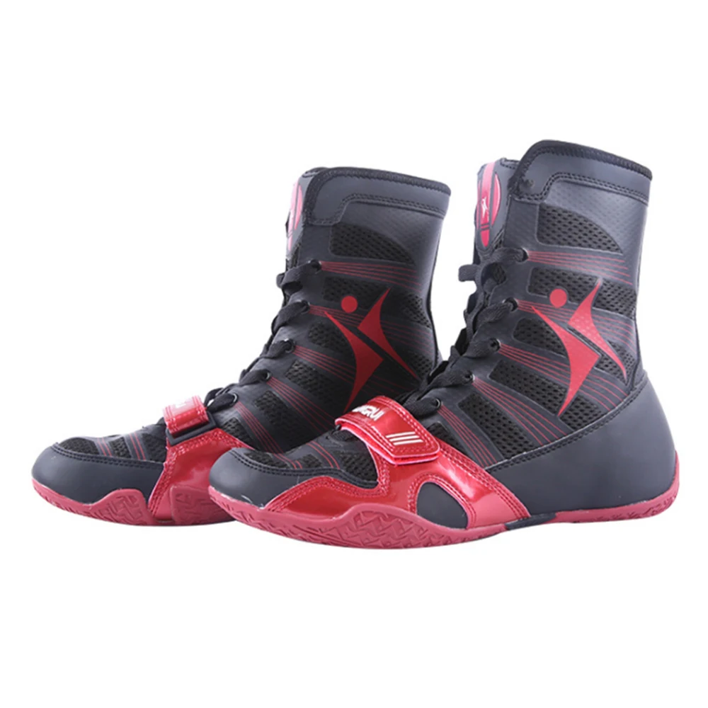 Wrestling Shoes for Men Boxing Training Rubber Outsole Breathable Lace Up Boots