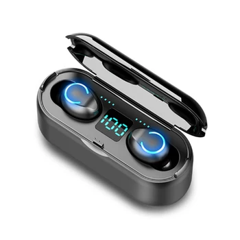 

F9 True Wireless Headset TWS BT5.0 Earbuds Volume Control Noise Reduction HiFi Sound Earphones with LED Charging Case Box
