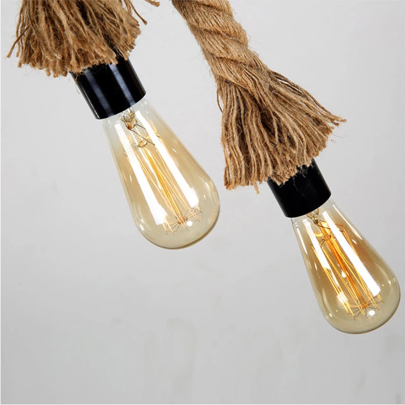 Hemp Rope Pendant Lamp Base E27 3M 2M 1M Vintage Loft Industrial Retro Hanging 85-265V Edison ST64 G95 Pendant Light pendant lights,pendant lamp,vintage pendant lights,rope pendant lamp