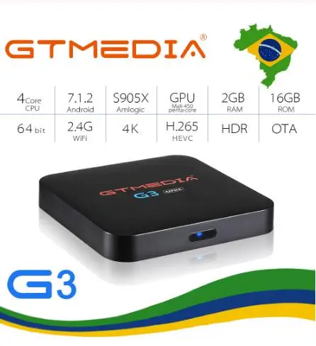 GTMEDIA G3 Android 7,1 Smart tv Box медиаплеер hdcp 2G 16G+ пульт дистанционного управления встроенный Wifi 4K H.265 от ip tv Бразилия IP tv Box