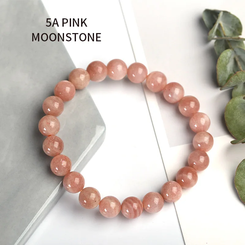 pink moonstone JD кристалл 4-8 мм драгоценный камень Sunstone оранжевый/розовый/серый лунный камень браслет подходит для мужчин и женщин одежда Slastic String бисерные ювелирные изделия - Окраска металла: pink moonstone