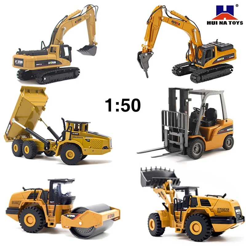 Las 1:50 de aleación de fundición camión volquete excavadora Tractor cargador con ruedas de Metal modelo de ingeniería de construcción vehículo niños juguetes para niños Coche