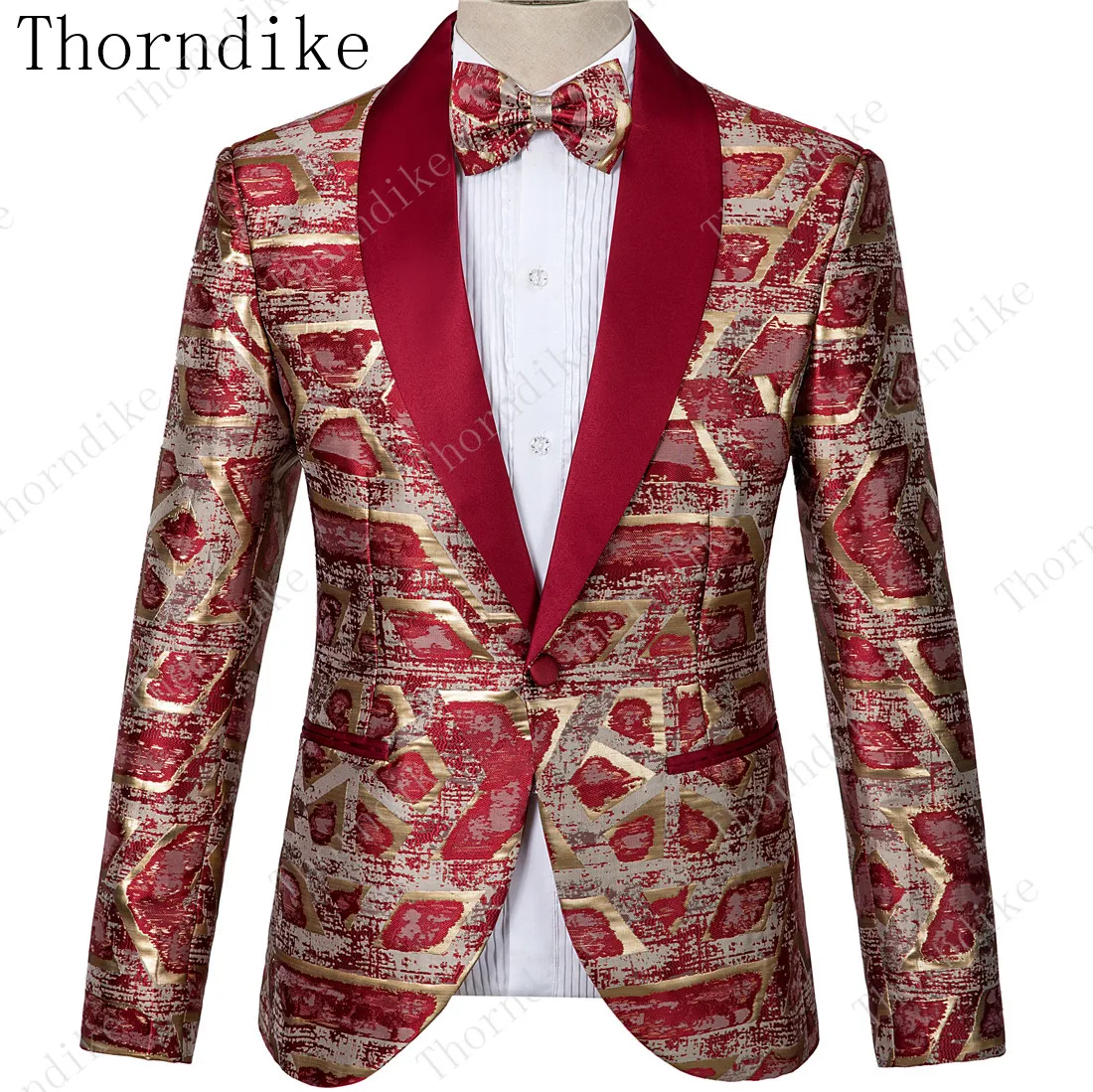 Торндайк красно-Goldern дизайн бренда Slim Fit для костюм Для мужчин мужской костюм для выпускного вечера, для выпускного вечера смокинг, костюмы жениха для Для мужчин свадебные туфли