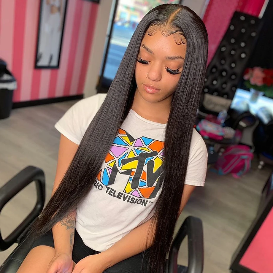 30 40 Inch Bone Straight Lace Front Wig Human Hair Brazilian 4x4 5x5 Closure Wigs For Women Transparent 13x6 Hd Lace Frontal Wig