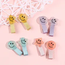 Новые стильные детские аксессуары для волос в Корейском стиле, милые заколки со смайликами и звездами, зажим «утиный клюв», головной убор, простая повязка для головы