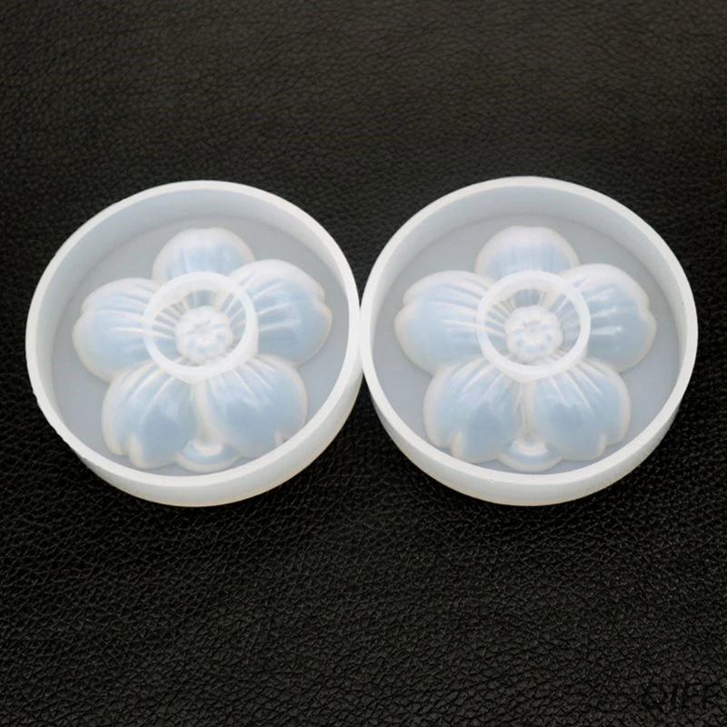 DIY Crystal Epoxy Cherry Blossoms Mold Handmade Mirror Pendant with Hole Silicone Mould