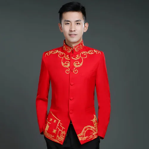 Китайский Свадебный костюм жениха, Мужская китайская туника, костюм династии Тан, традиционная мужская одежда Cheongsam - Цвет: design 2