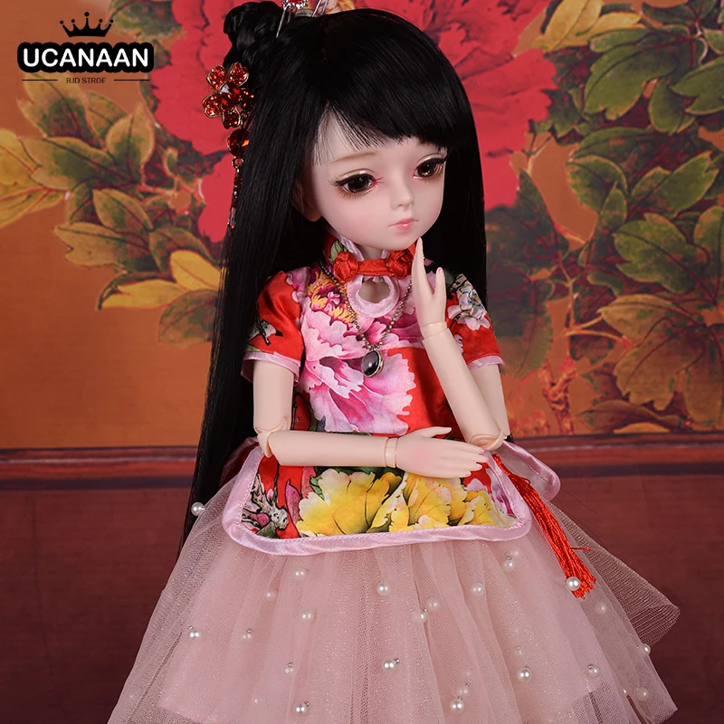UCanaan 1/4 BJD SD кукла 45 девушек наряд игрушки 18 шарнирных тела с нарядами черный парик