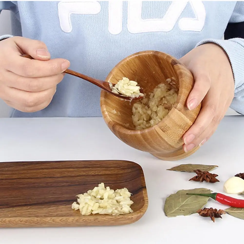 Чесночный пресс чеснок Картофелемялка с крышкой Nanmu пюре чесночный горшок домашний кухонный Чеснок измельчитель пюре кухонный инструмент