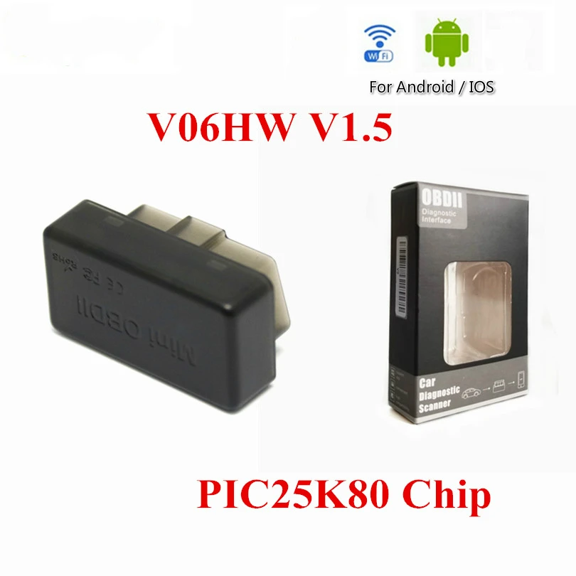 

High Quality V06HW ELM327 WIFI 16Pin OBD2 Scanner Mini Elm327 V1.5 Diagnostic Interface Portable Support Android/IOS