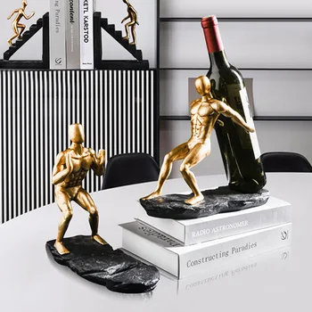 

Resin Golden Statuette Wine Rack Ornament Creative Decoration Craft Sculpture Figurine Desktop Decor Home Decoration Accessories