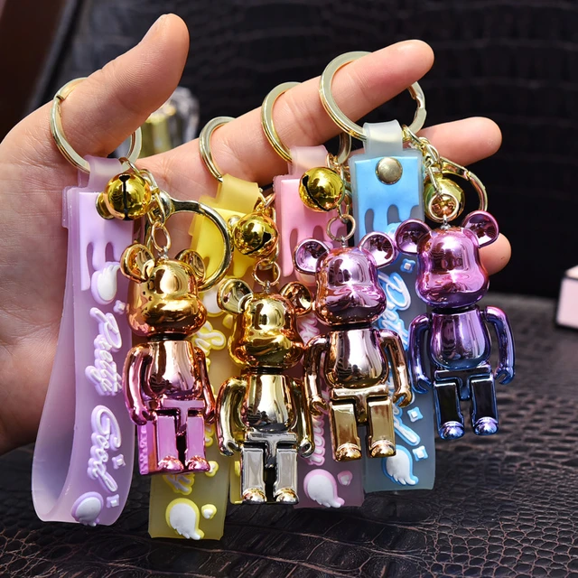 Cartoon Acrylic Electroplating Music Bear Keychain Personality Mirror Skin  Bear Blister Beads Couple Key Chain Bag Charm Keyring - AliExpress
