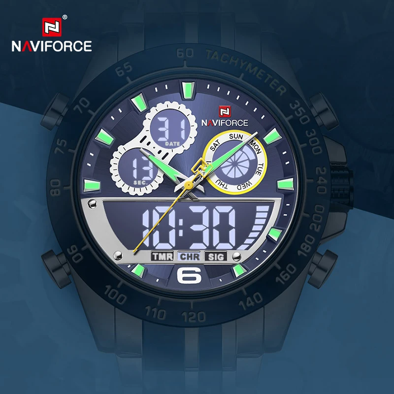 NAVIFORCE Men Military Luxury Watch Quartz Sport Casual Full Steel Wrist Watch Digital Analog Waterproof Clock Relogio Masculino