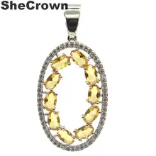 37x18 мм Романтический Золотой Цитрин Белый CZ вечерние женские серебряные подвески