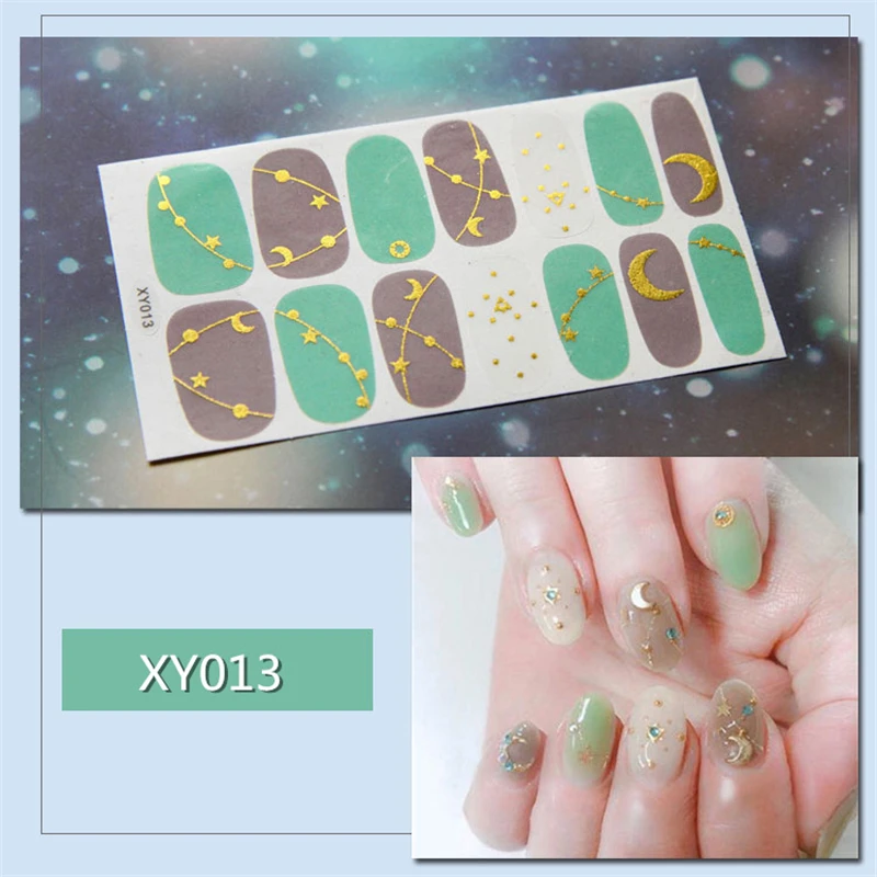 Nusx 14 насадок, полное покрытие, наклейки для ногтей, s обертывания, созвездие, сделай сам, наклейки для ногтей, самоклеющиеся наклейки для ногтей, розовый, белый, черный, зеленый, ST024 - Цвет: 013