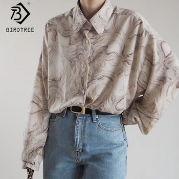 

2020 Spring New Women's Office Lady Loose Printed Shirt Fashion Long Sleeve Turn-down Collar Blouse Female Tops T01303O