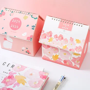 

2020 New Year Calendar Creative Cute House Desk Calendar Small Fresh Multi-function Note Student Stationery Desktop Storage Box