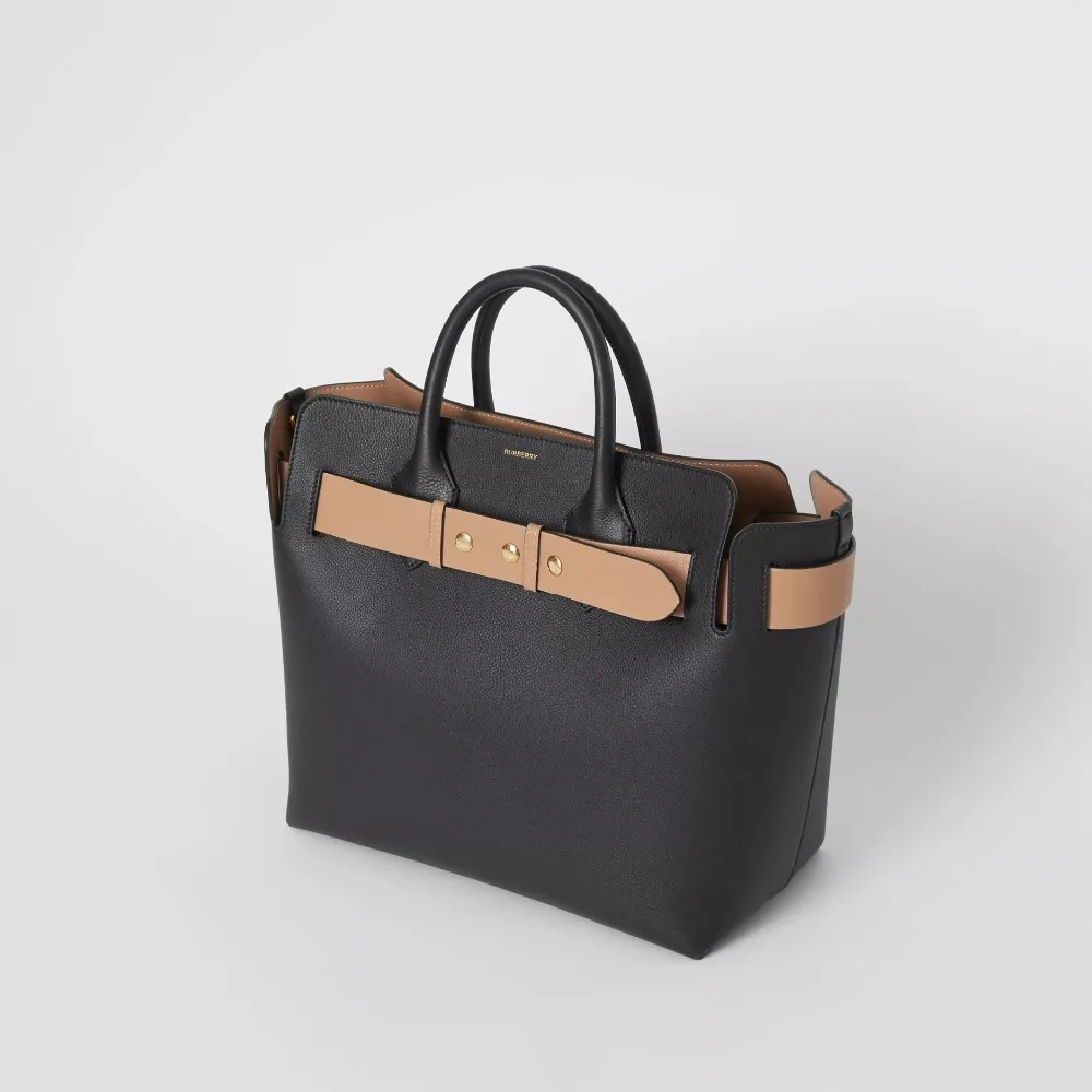 Классический черный для женщин Burberry Средний кожаный тройной ремень с заклепками сумка короткая сумка на плечо 80095611