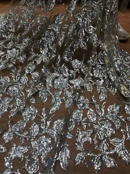 

embroiderd lace fabric yaking-56.6824 with sequins beautiful Nigerian sequins lace fabric for party dress