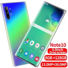 Note10 + 6.5 Polegada tela cheia do telefone móvel 13 + 23mp face id mtk6595 telefones inteligentes 8gb + 128gb 8gb + 256gb rom 4800mah bateria celular