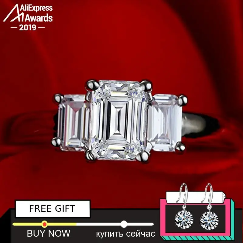 

5*7mm S925 Fine Jewelry sterling silver ring Lab-created diamond Carat 4Cs wedding proposal dream