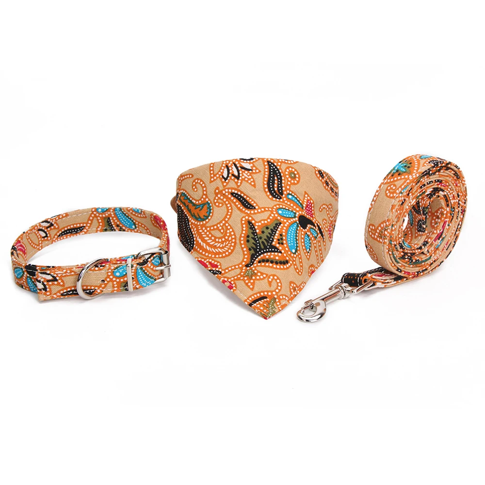 Yellow Dog Set Ошейник для собаки, набор поводков, регулируемые ошейники для собак с поводком для маленьких средних собак, бандана для животных, ошейник, поводок, набор, аксессуары для собак, кошек - Цвет: Yellow Dog Set