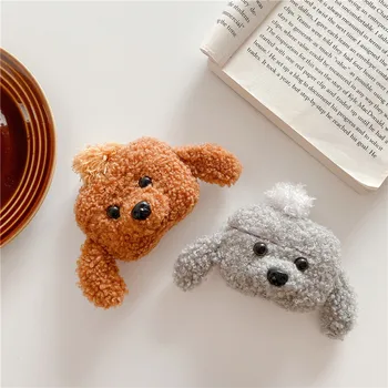

cute cartoon fluffy fuzzy teddy dog bluetooth wireless headset cover for apple airpods 1 2 pro charging protective case
