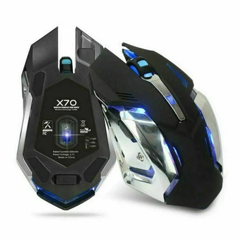 

X70 2.4GHz Wireless Gaming Mouse USB Rechargeable with 7-color Breathing Light 2400dpi Built-in Battery For PC Laptop Computer