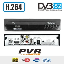 Receptor de satélite digital hd tv sintonizador dvb s2 receptor europa decodificador v6 conjunto caixa superior suporte wifi youtube usb wi-fi dongle 7601