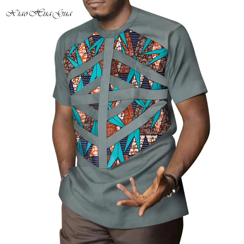 10 Mens African Clothing Dashiki Patchwork Print Shirt Tops Bazin Riche Casual Cotton Traditional African Clothing WYN958 - Цвет: 10