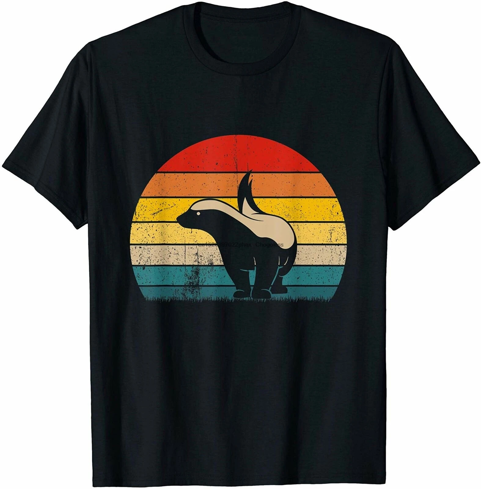 Honey рубашка с барсуком Retro Vintage Badger футболка изображением животного Black Cotton Tee |