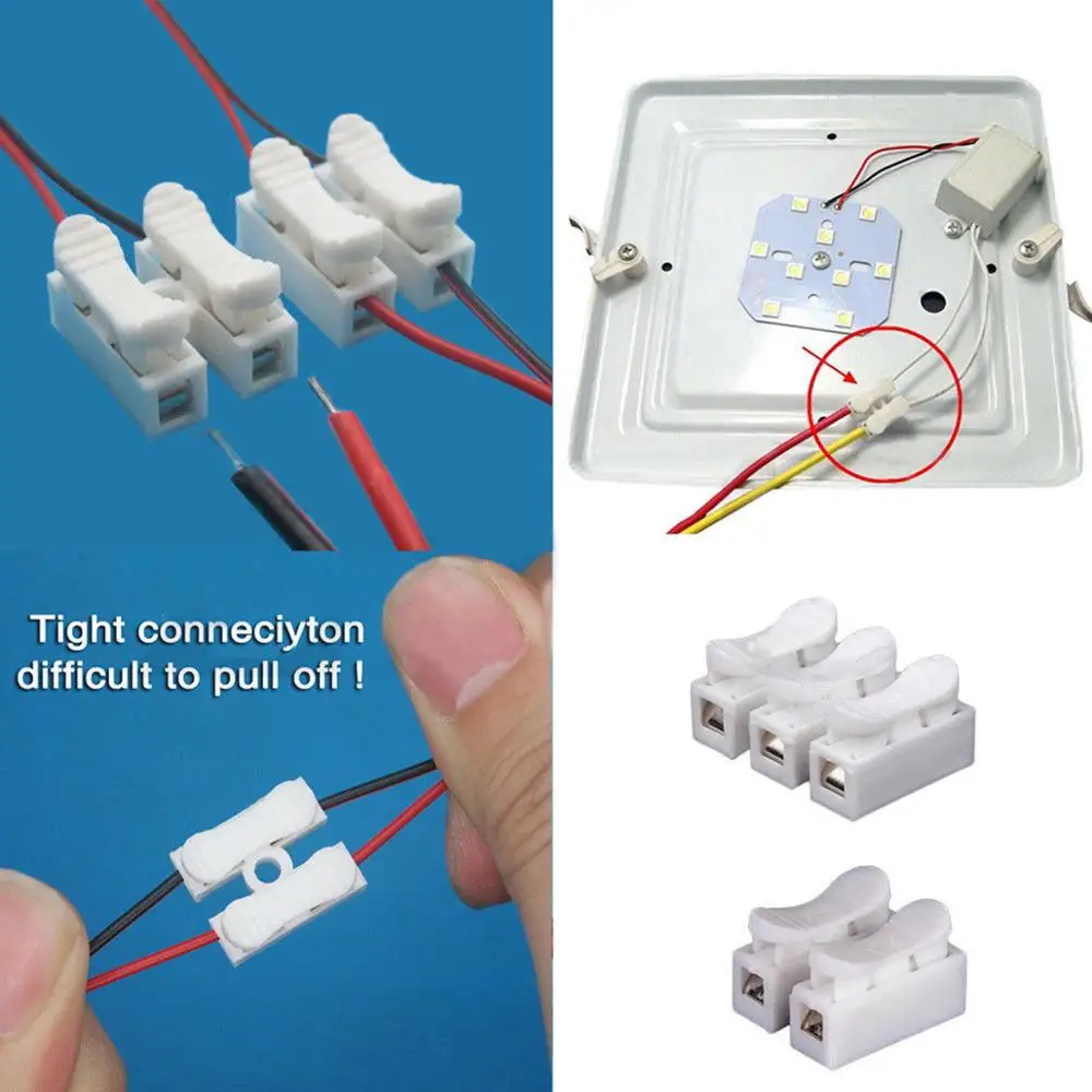 10Pcs CH-1 CH-2 CH-3 Spring Wire Quick Connector 1P 2P 3P Electrical Crimp Terminals Block Splice Cable Clamp Easy Fit Led Strip