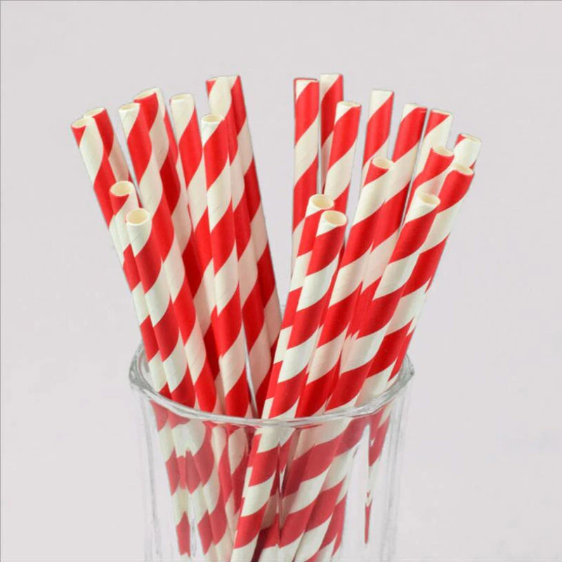Красный 25pcs/set Girl Birthday Decoration Valentines Straw Drinking Paper Straws Bachelor Party Children Birthday Wedding Straws - Цвет: Красный