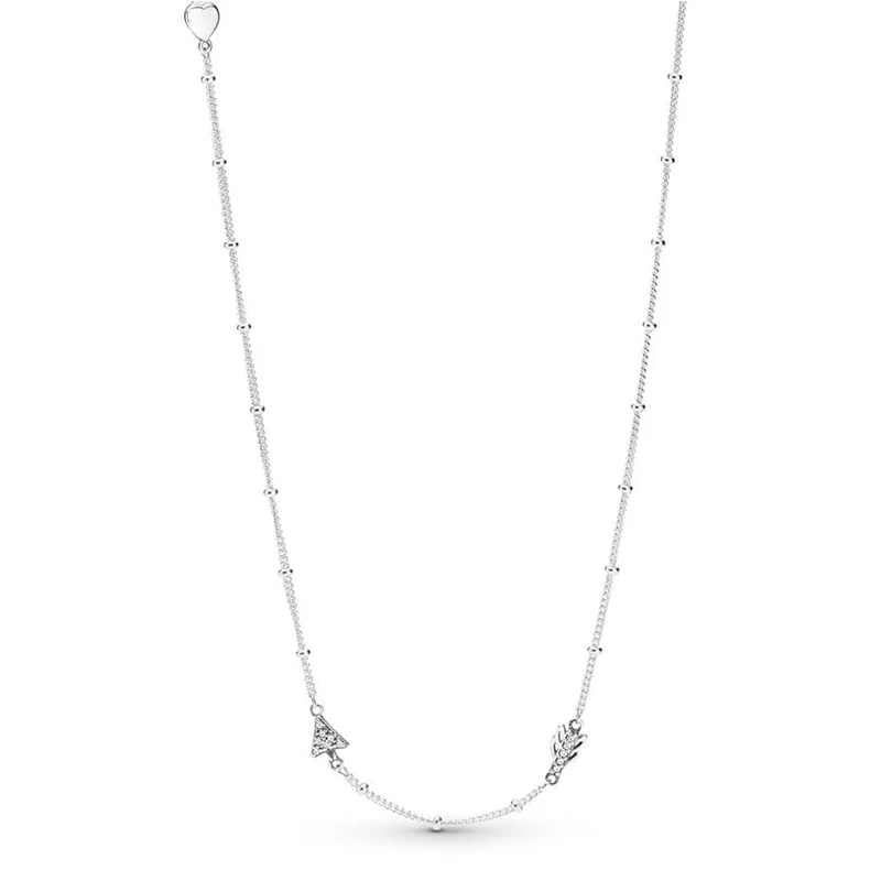

2019 NEW 100% 925 Sterling Silver Sparkling Arrow Necklace Clear CZ Fit Women Valentine's Day Original Fashion Jewelry Gift