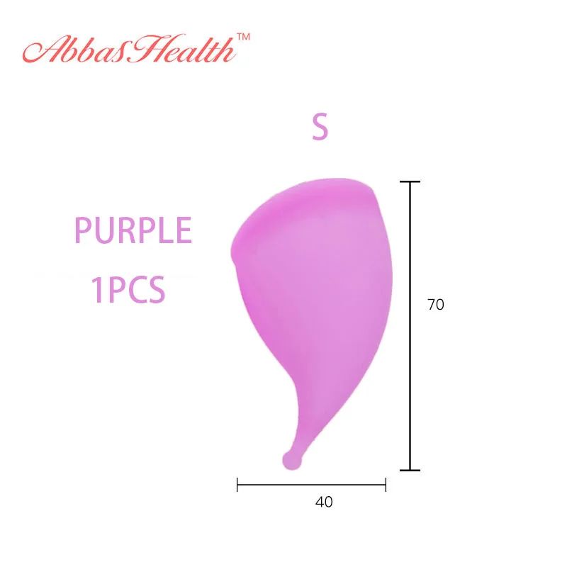 Медицинские силиконовые многоразовые менструальные чашки, розовые Фиолетовые женские менструальные чашки, маленькие женские многоразовые менструальные чашки, силиконовые большие - Цвет: Purple  1pcs S