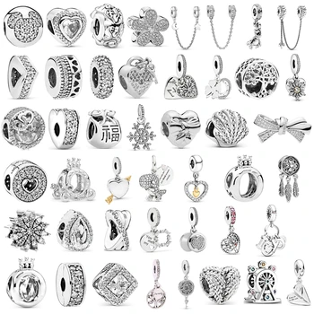 

Fit Pandora Charms Bracelets DIY Jewelry Women Original Bead Jewelry Accessories Silver Color Feather Ferris Wheel Pendant