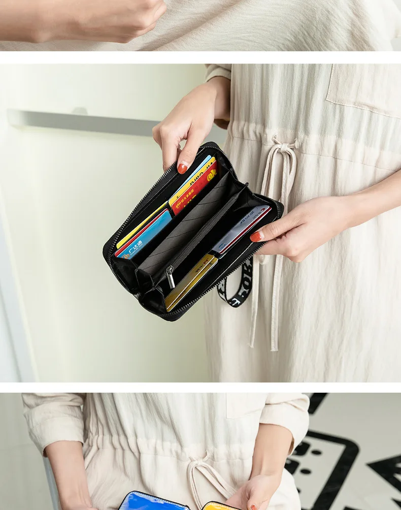 Женский Длинный кошелек с ремешком, лазерный голографический кошелек, женский клатч, карман для телефона из искусственной кожи, кошельки, держатель для карт