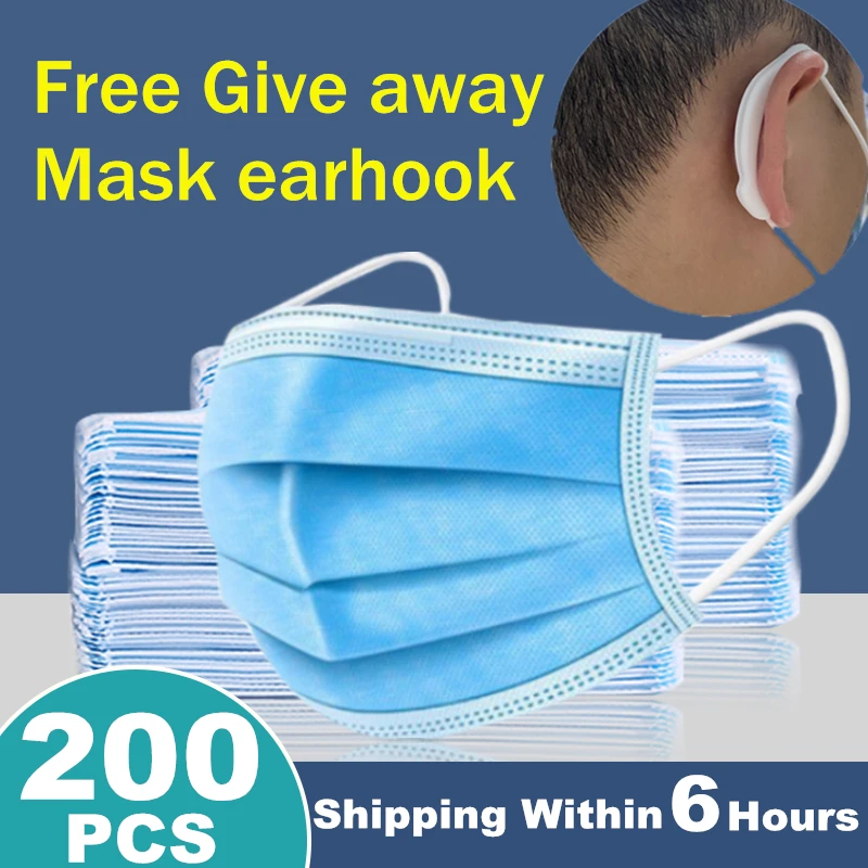 

200PCS Anti-Pollution Mask Laye dust protection Masks Disposable Face Masks Elastic Ear Loop Disposable Dust Filter Mask