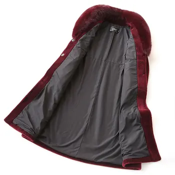 

Sheep Shearing Overcoat Women 2020 Real Coat Female Long Winter Warm Lamb Coats Fox Fur Collar manteau femme hiver 2498