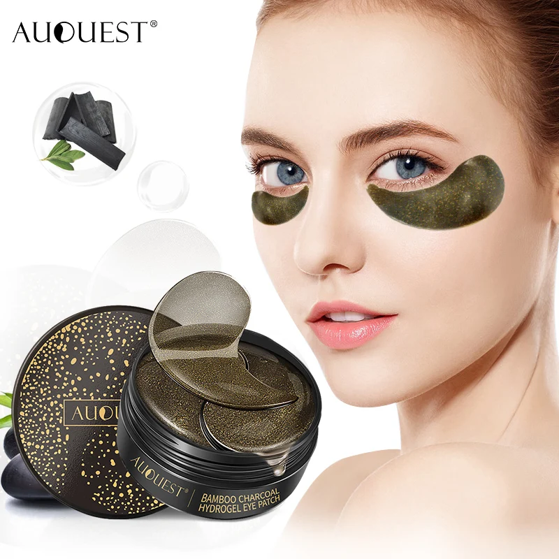 

AuQuest 60pcs Hydrogel Eye Patch Dark Circles Puffy Eye Remover Detox Bamboo Charcoal Black Under Eye Mask Firming Skin Care